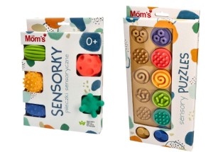 Zestaw sensorycznych zabawek: Puzzle sensoryczne kółeczka XL, Piłeczki sensoryczne